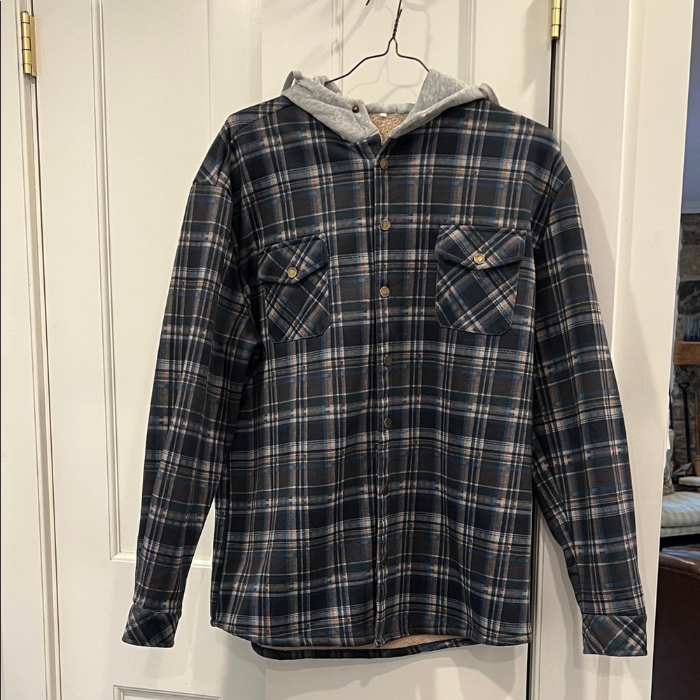 Plaid Hooded Shirt Jacket
